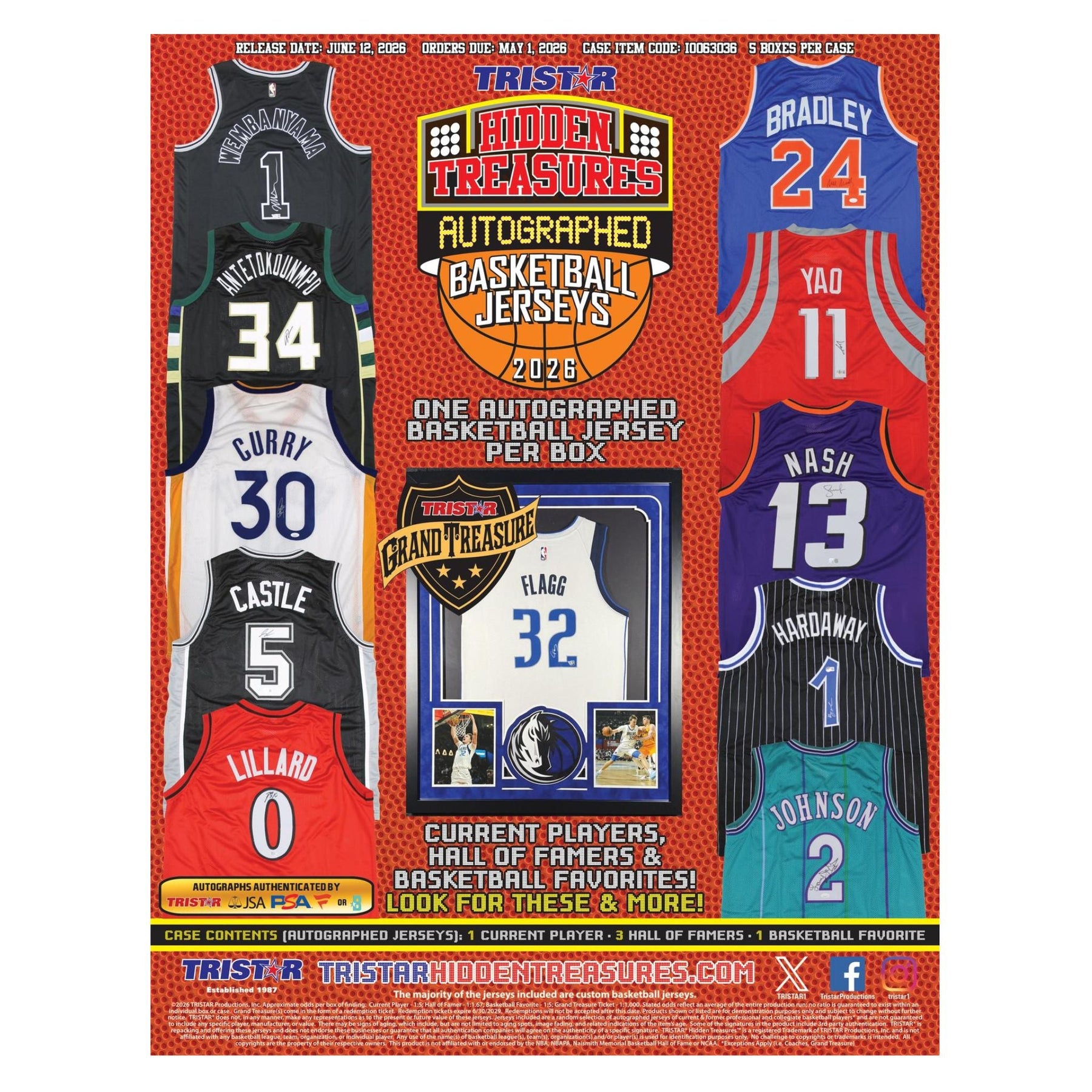 2026 Tristar Hidden Treasures Autographed Basketball Jerseys