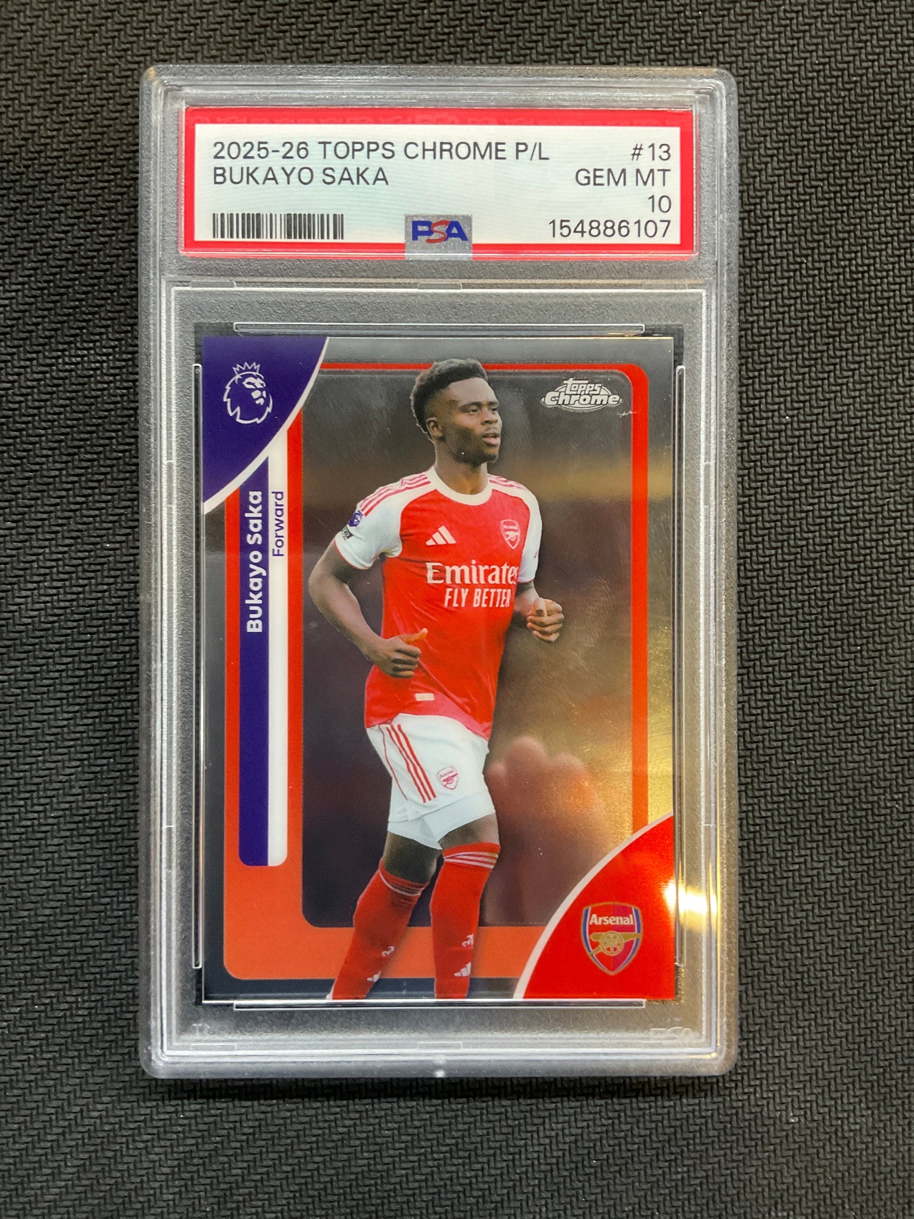2025 Topps Chrome Premier League Bukayo Saka PSA 10