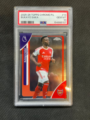2025 Topps Chrome Premier League Bukayo Saka PSA 10
