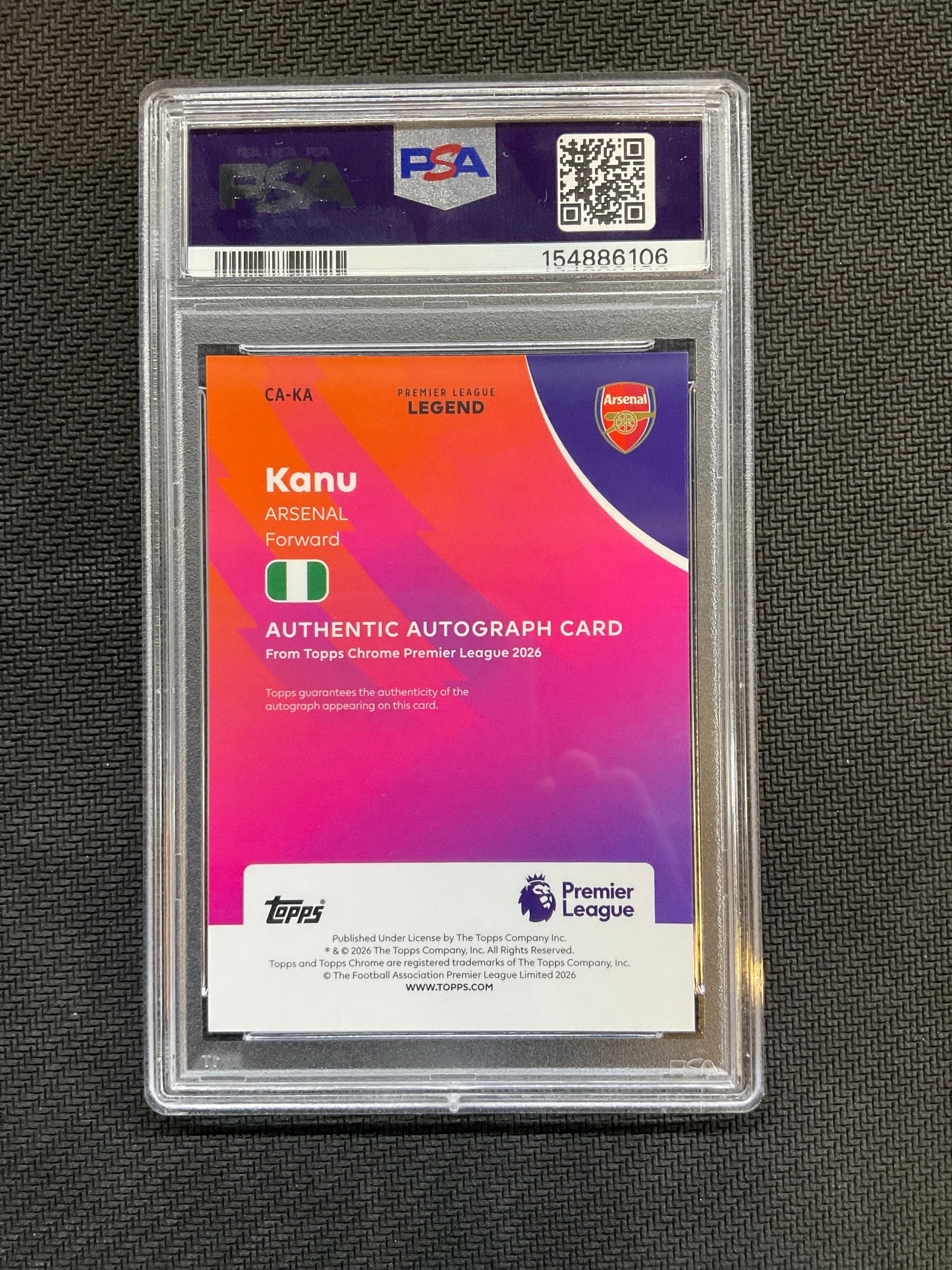 2025 Topps Chrome Premier League Kanu Auto Green /99 PSA 10