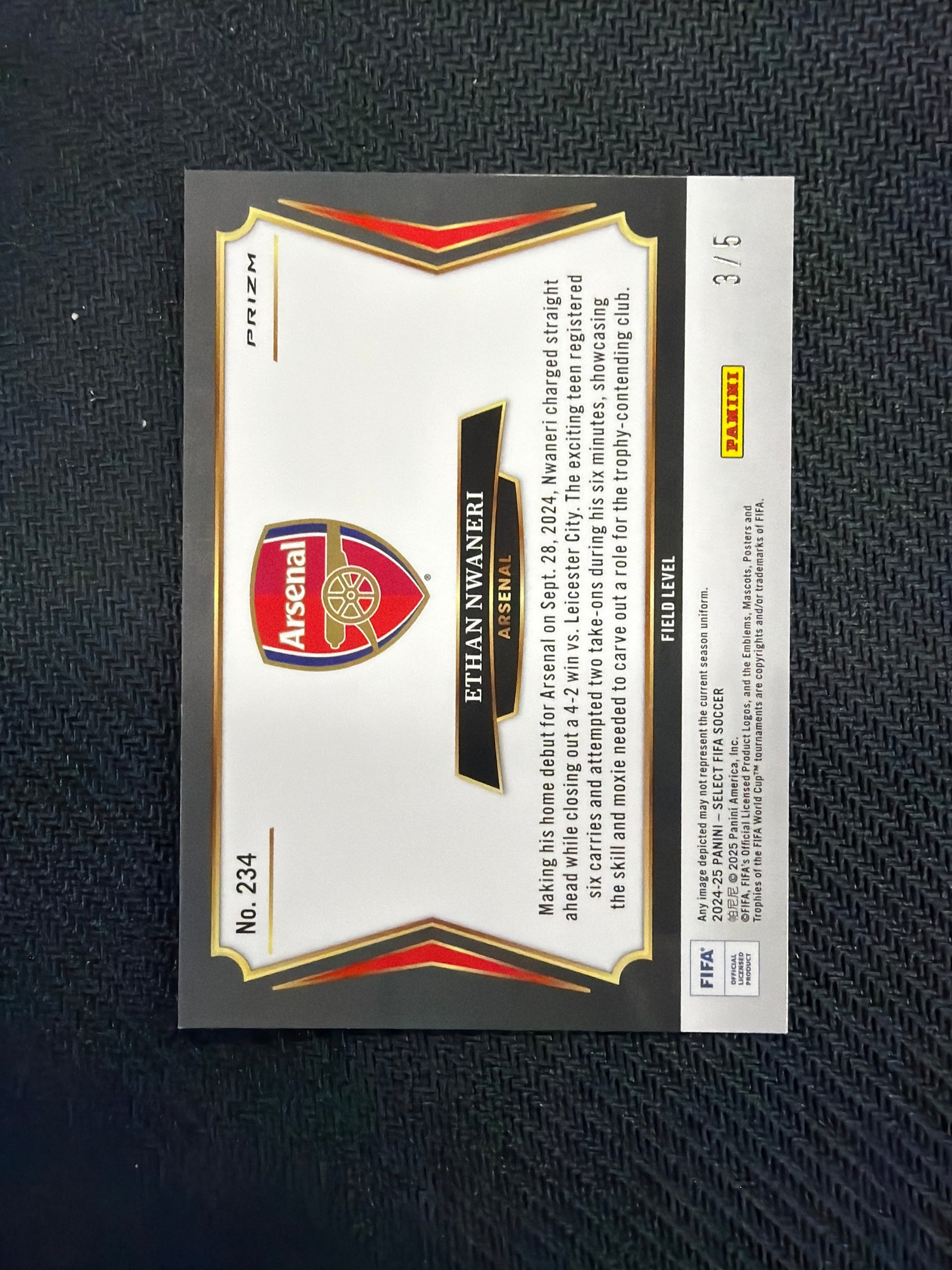 2024-25 Panini Select Ethan Nwaneri Green /5 Arsenal