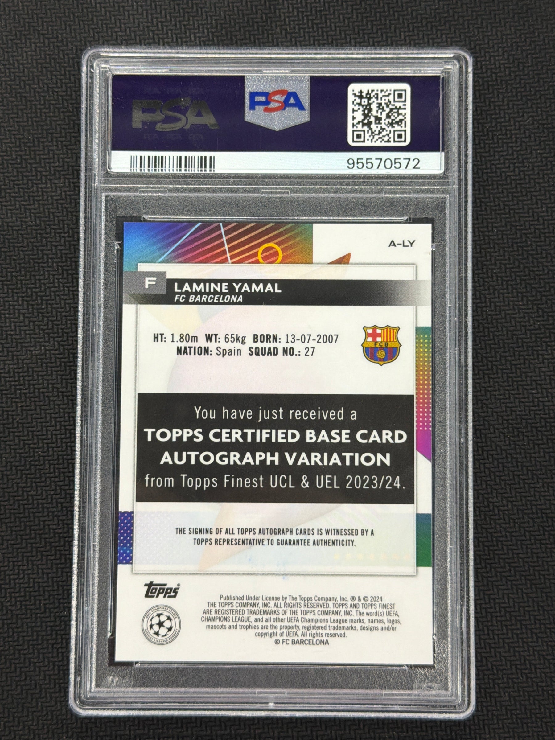 2023/24 Topps Finest Lamine Yamal Rookie Auto Silver PSA 10 Barcelona