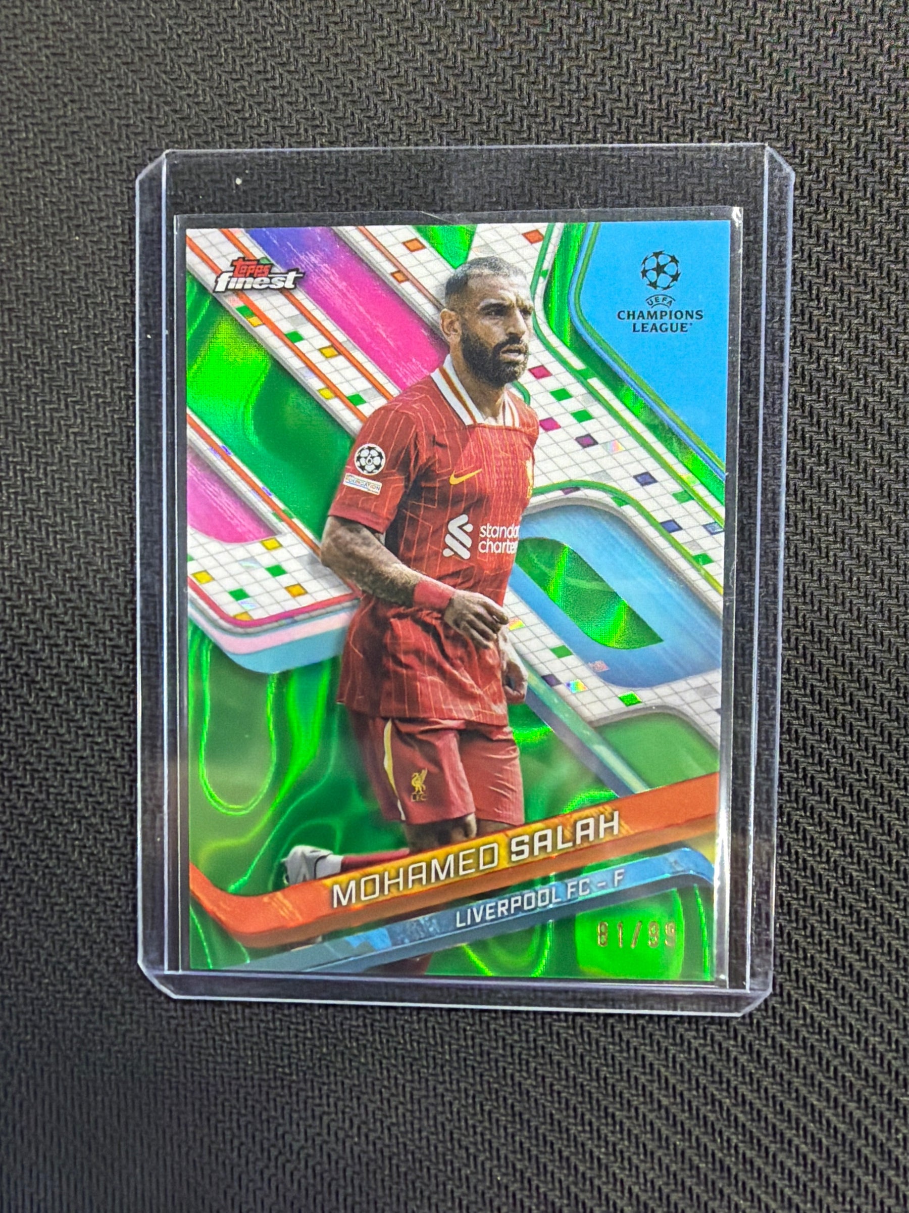 2025 Topps Finest UEFA Mohamed Salah Green Lava /99 Liverpool