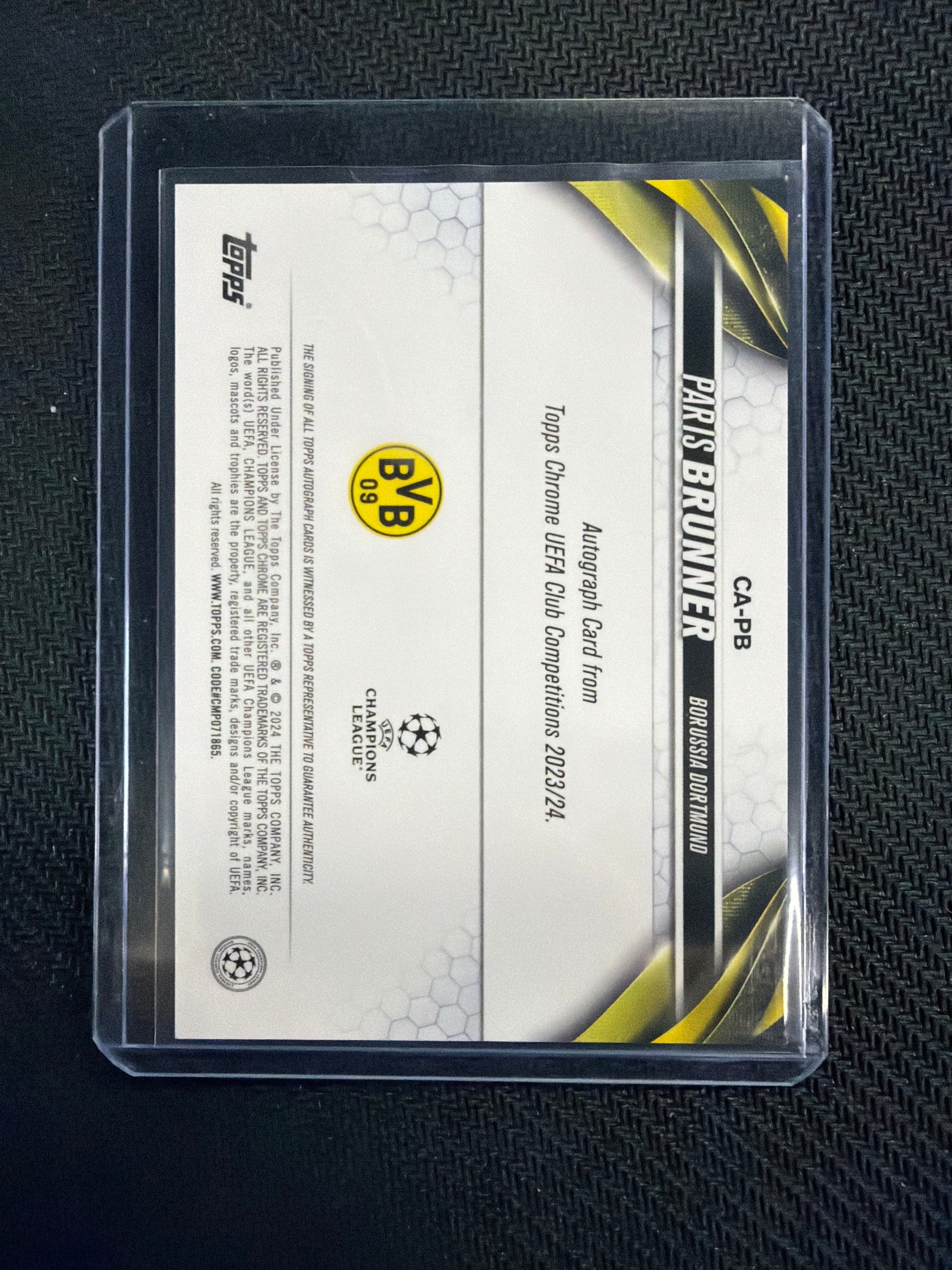 2024 Topps Chrome UEFA Paris Brunner Rookie Auto Dortmund
