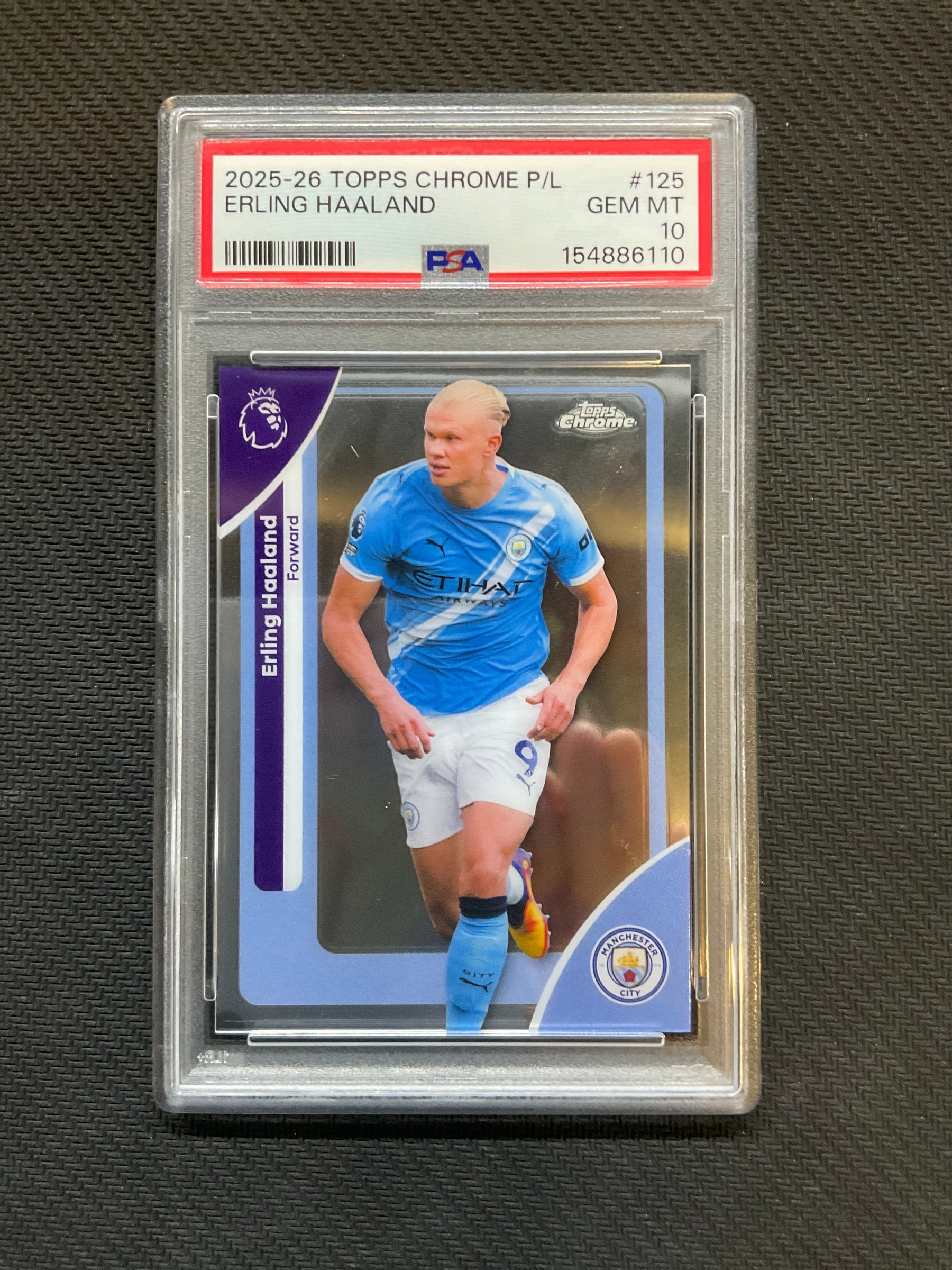 2025-26 Topps Chrome Premier League Erling Haaland PSA 10