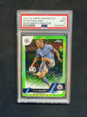 2022-23 Topps Chrome UCC Erling Haaland Neon Green /399 PSA 9 Man City